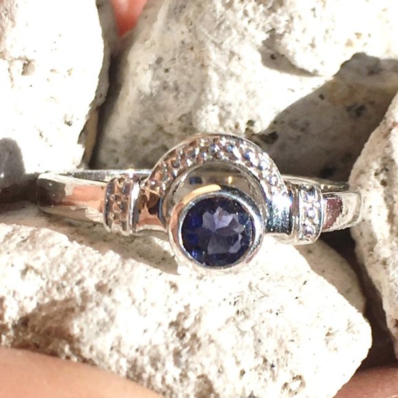 Natural Iolite Sterling Silver Ring Size 7 Genuine Gemstone - Picture 3 of 16